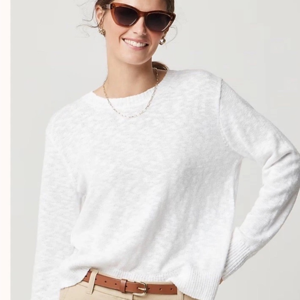 NWT J. Crew Crewneck Beach Sweater White Women’s XS - Picture 2 of 9